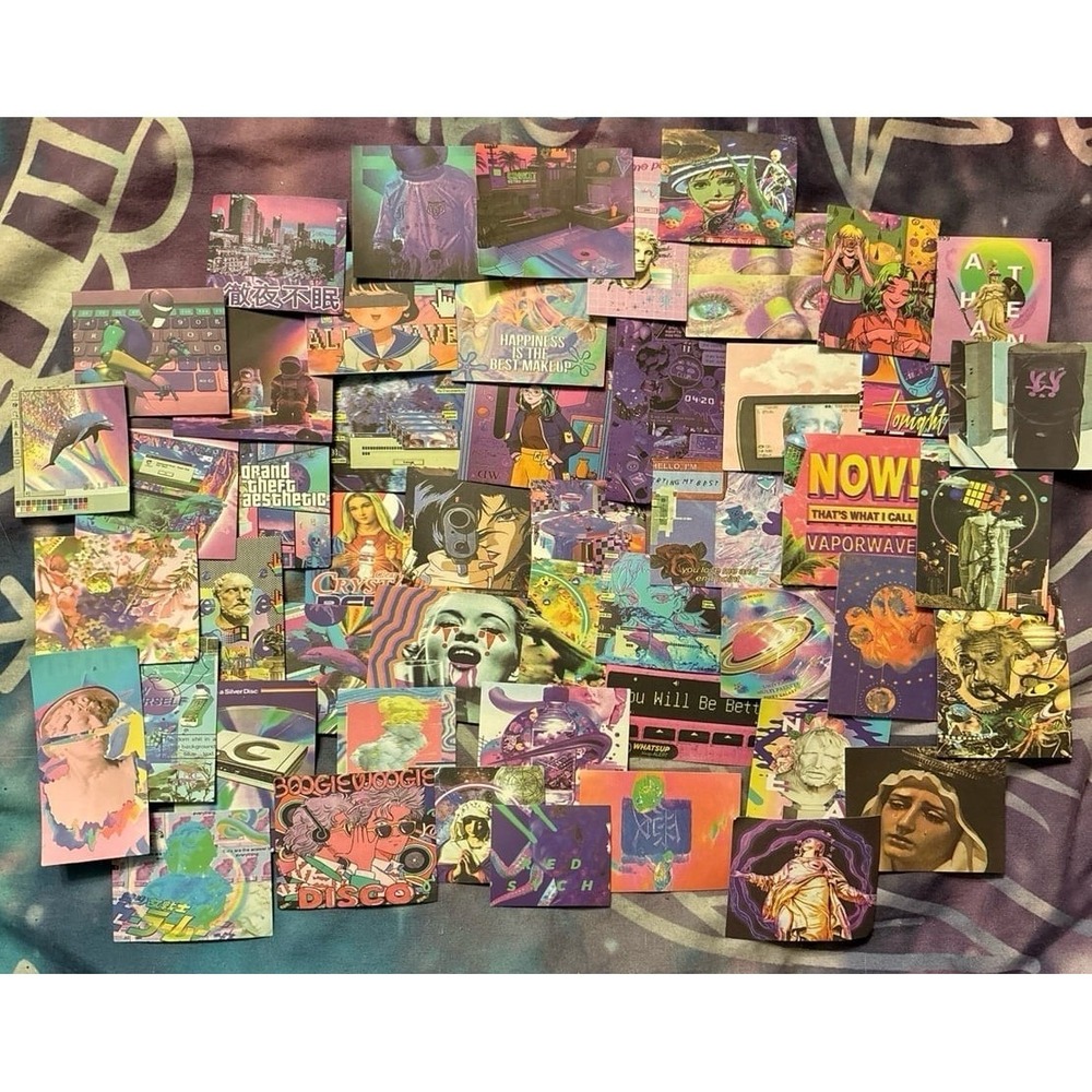 NEW 50pc High Quality Vinyl Trippy New Wave Aesthetic Stickers